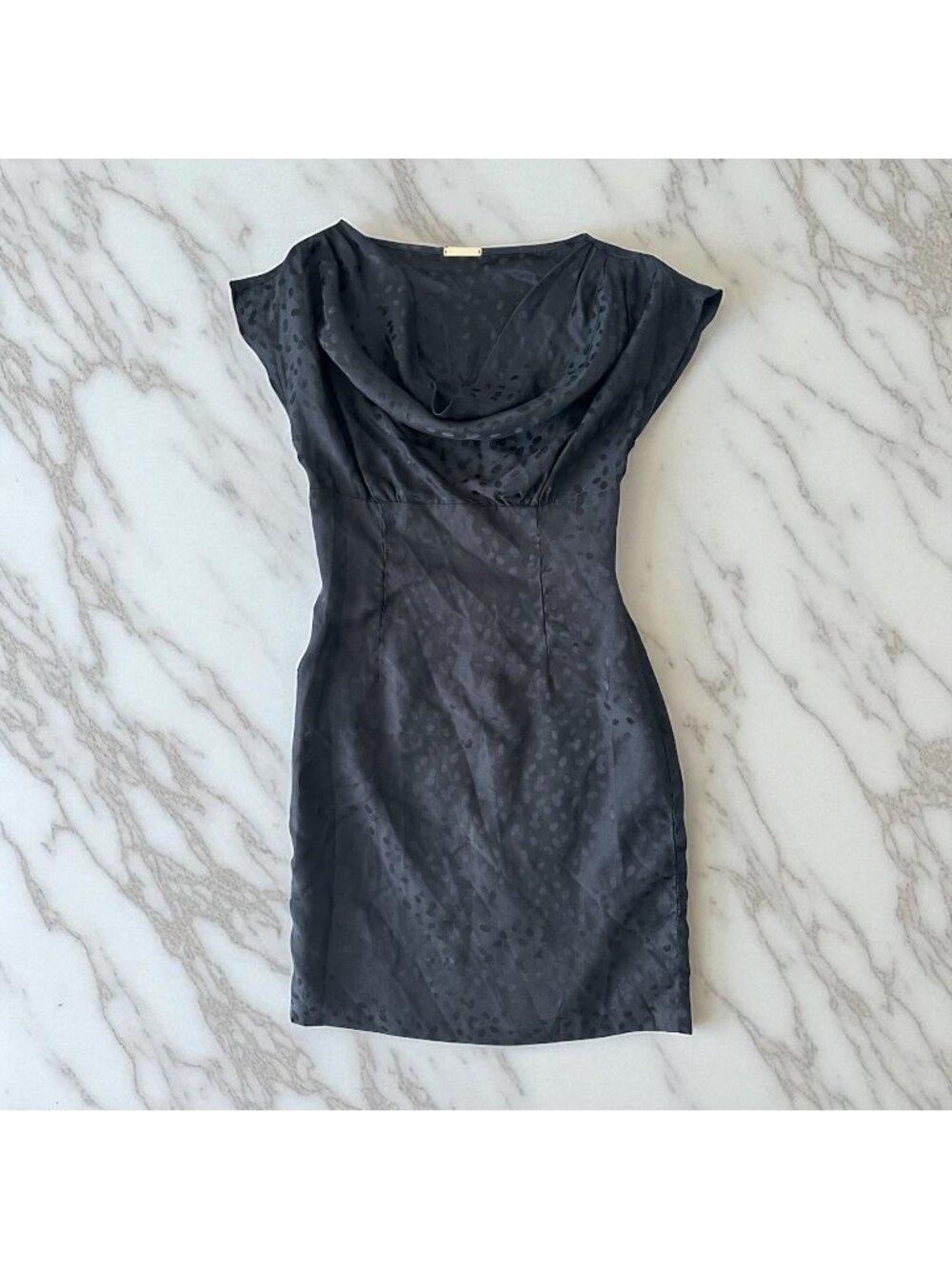 LOEFFLER RANDALL Black Silk Draped Neck Dress Size 2